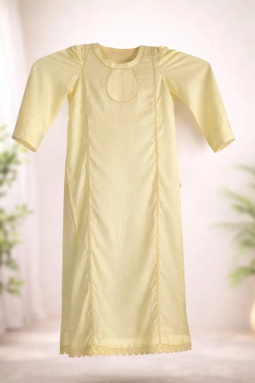 Pastel Sunshine Tunic with Delicate Embroidery & Lace