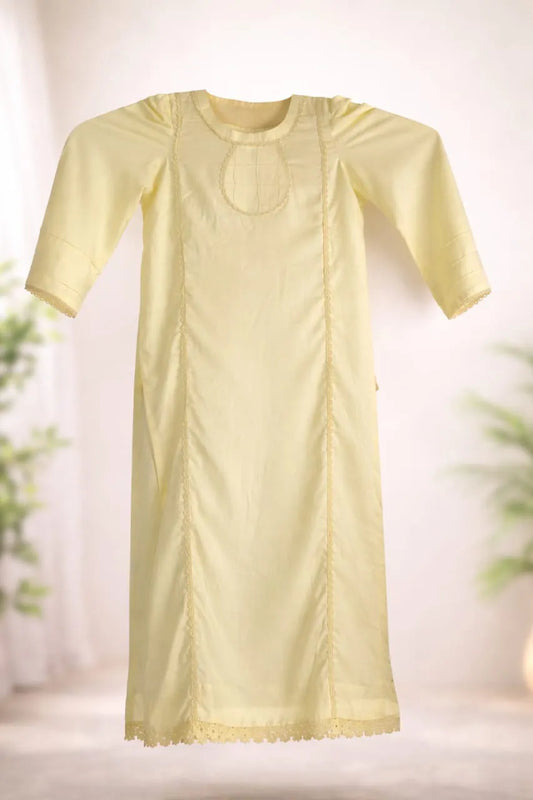 Pastel Sunshine Tunic with Delicate Embroidery & Lace